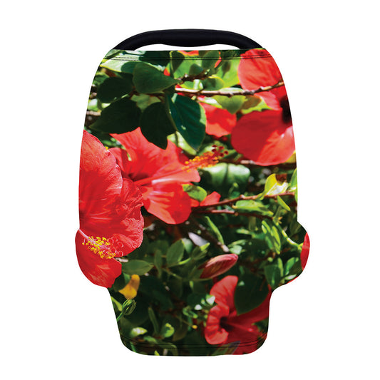 Red Hibiscus Flowers Print Baby Seat Cover