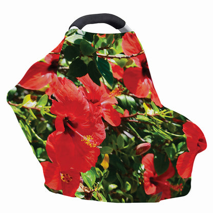Red Hibiscus Flowers Print Baby Seat Cover