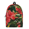 Red Hibiscus Flowers Print School Backpack