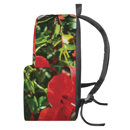 Red Hibiscus Flowers Print Backpack