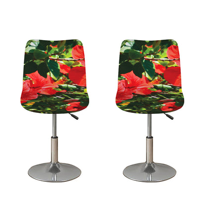 Red Hibiscus Flowers Print Bar Stool Covers