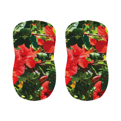 Red Hibiscus Flowers Print Bar Stool Covers