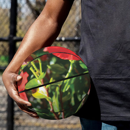 Red Hibiscus Flowers Print Basketball