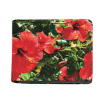 Red Hibiscus Flowers Print Bifold Wallet