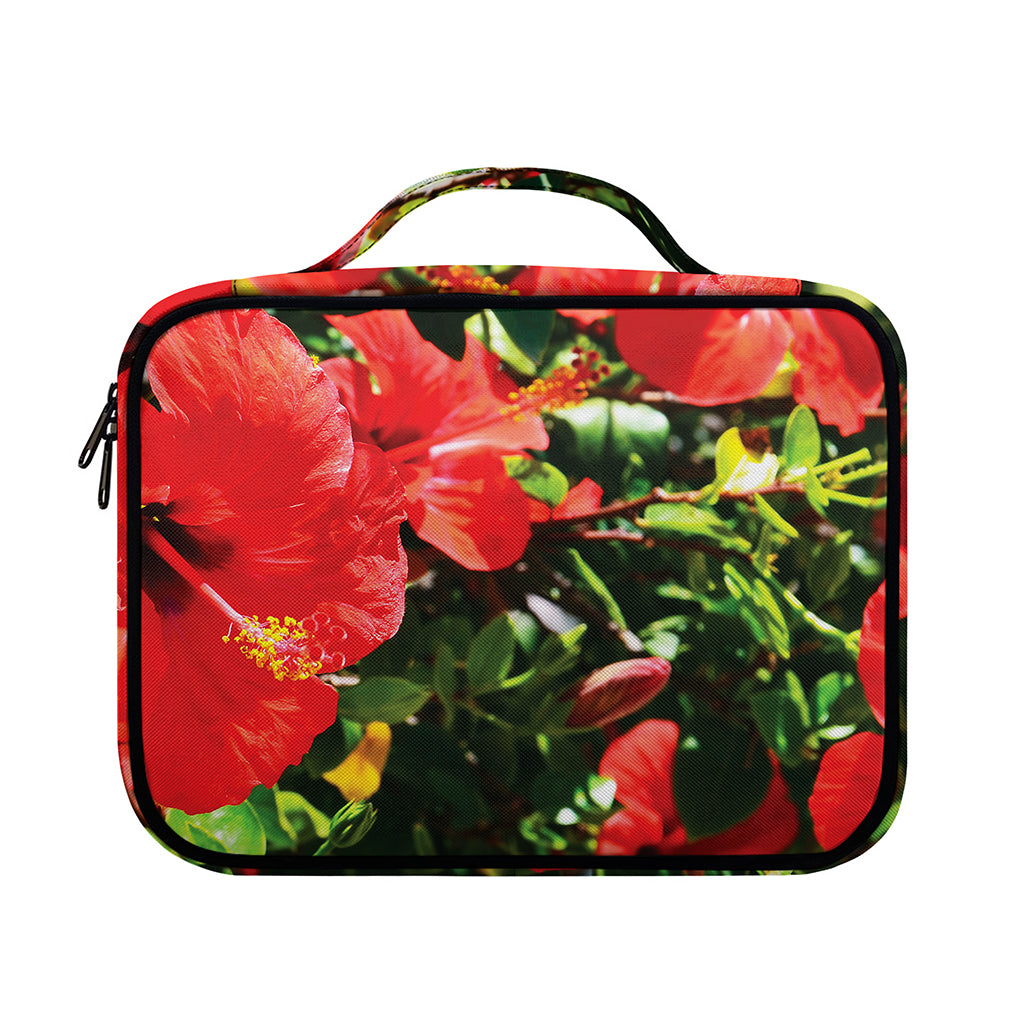 Red Hibiscus Flowers Print Briefcase Bible Bag