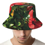 Red Hibiscus Flowers Print Bucket Hat