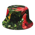 Red Hibiscus Flowers Print Bucket Hat