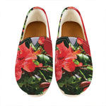 Red Hibiscus Flowers Print Casual Shoes