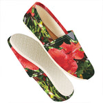 Red Hibiscus Flowers Print Casual Shoes