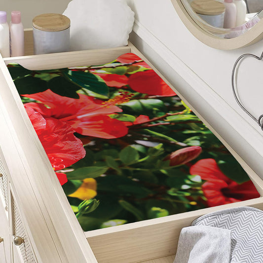 Red Hibiscus Flowers Print Changing Pad Cover
