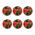 Red Hibiscus Flowers Print Coaster Set