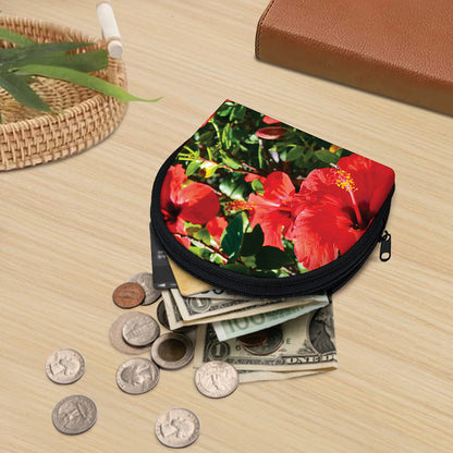 Red Hibiscus Flowers Print Coin Purse