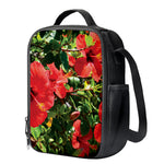Red Hibiscus Flowers Print Crossbody Lunch Bag