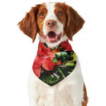 Red Hibiscus Flowers Print Dog Bandana