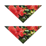 Red Hibiscus Flowers Print Dog Bandana