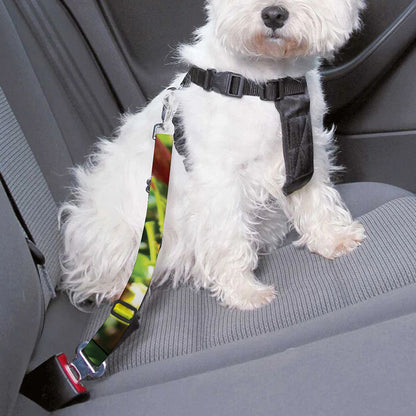 Red Hibiscus Flowers Print Dog Seat Belt