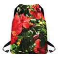 Red Hibiscus Flowers Print Drawstring Backpack