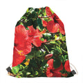 Red Hibiscus Flowers Print Drawstring Bag