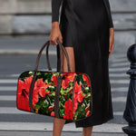 Red Hibiscus Flowers Print Duffle Bag