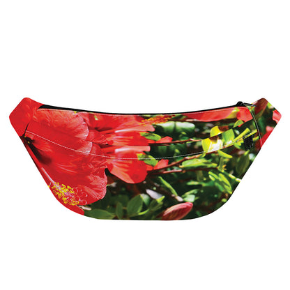 Red Hibiscus Flowers Print Fanny Pack