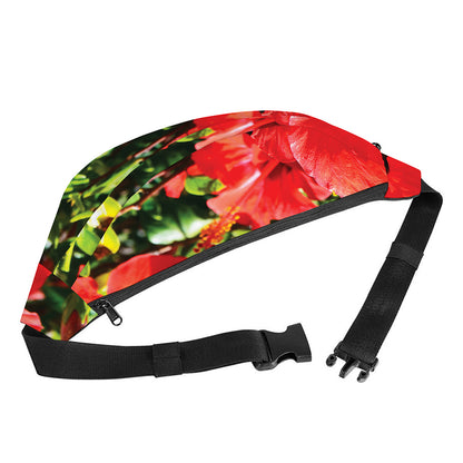 Red Hibiscus Flowers Print Fanny Pack