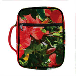 Red Hibiscus Flowers Print Front Pocket Bible Bag