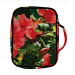 Red Hibiscus Flowers Print Front Pocket Bible Bag