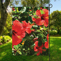 Red Hibiscus Flowers Print Garden Flag