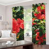 Red Hibiscus Flowers Print Grommet Curtains