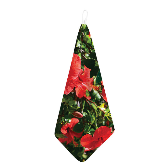 Red Hibiscus Flowers Print Hand Towel