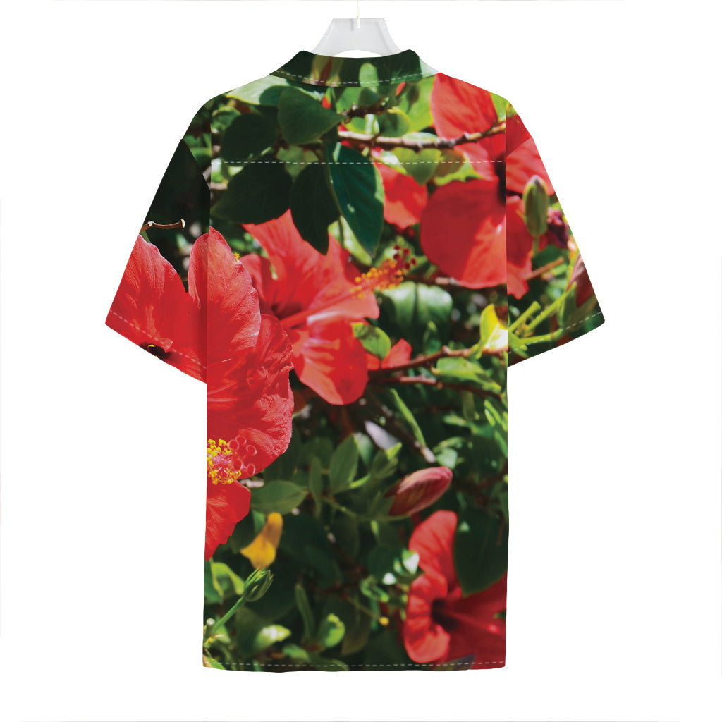 Red Hibiscus Flowers Print Hawaiian Shirt