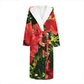 Red Hibiscus Flowers Print Hooded Bathrobe