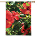 Red Hibiscus Flowers Print House Flag