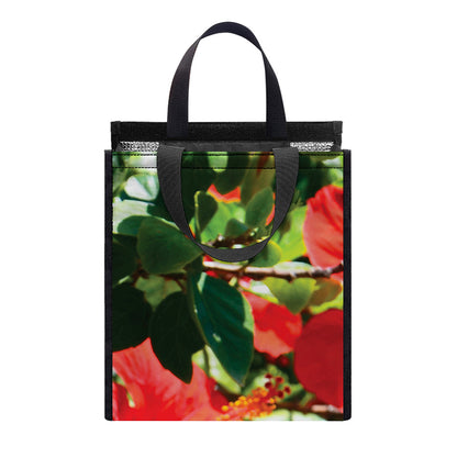 Red Hibiscus Flowers Print Insulated Lunch Tote
