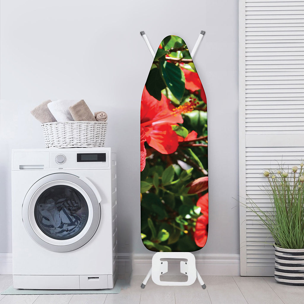 Red Hibiscus Flowers Print Ironing Board Cover
