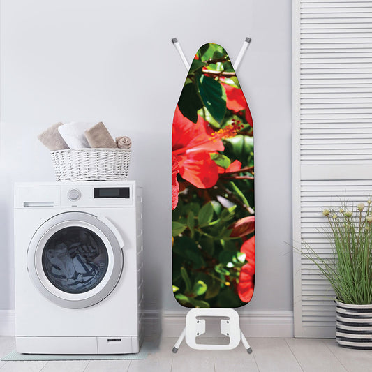 Red Hibiscus Flowers Print Ironing Board Cover