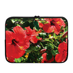 Red Hibiscus Flowers Print Laptop Sleeve