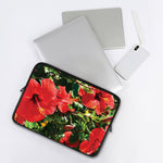 Red Hibiscus Flowers Print Laptop Sleeve