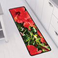 Red Hibiscus Flowers Print Long Kitchen Mat