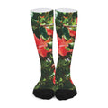 Red Hibiscus Flowers Print Long Socks