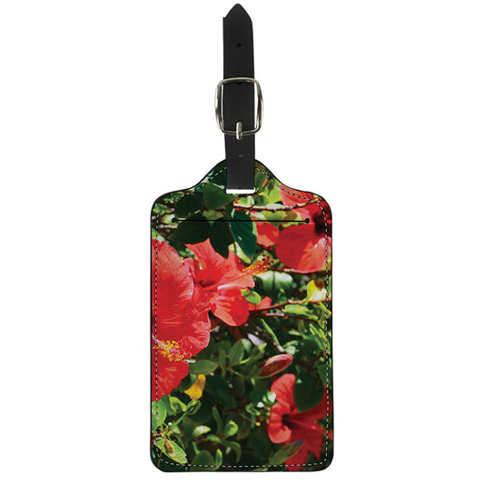 Red Hibiscus Flowers Print Luggage Tag