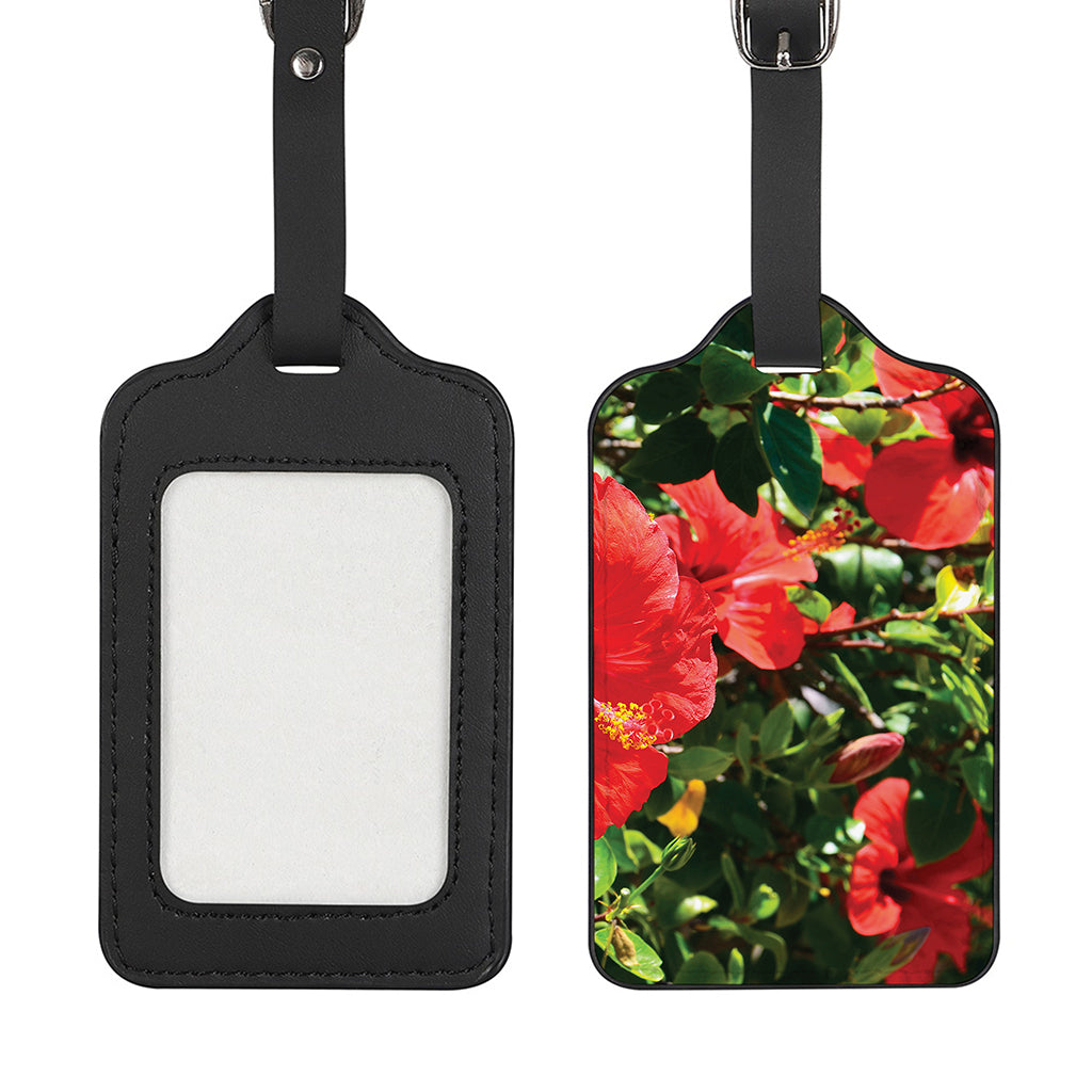 Red Hibiscus Flowers Print Luggage Tag
