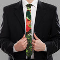 Red Hibiscus Flowers Print Necktie
