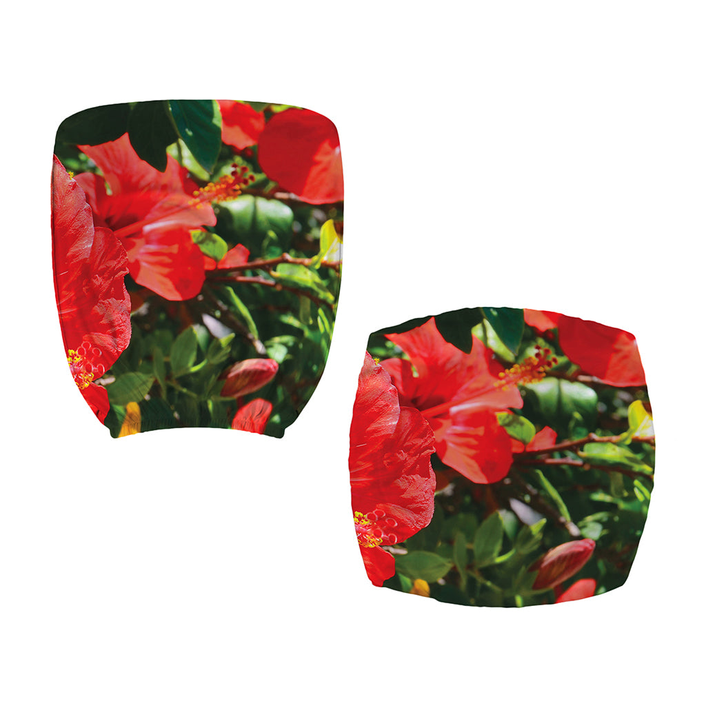Red Hibiscus Flowers Print Office Chair Cover