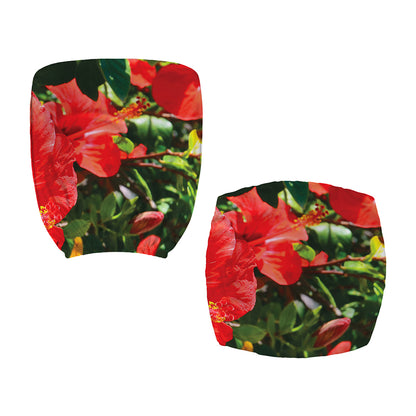 Red Hibiscus Flowers Print Office Chair Cover
