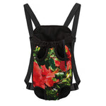 Red Hibiscus Flowers Print Pet Carrier Backpack
