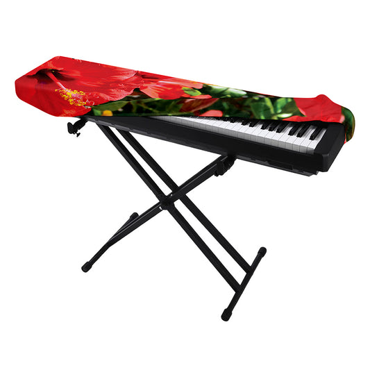 Red Hibiscus Flowers Print Piano Keyboard Cover