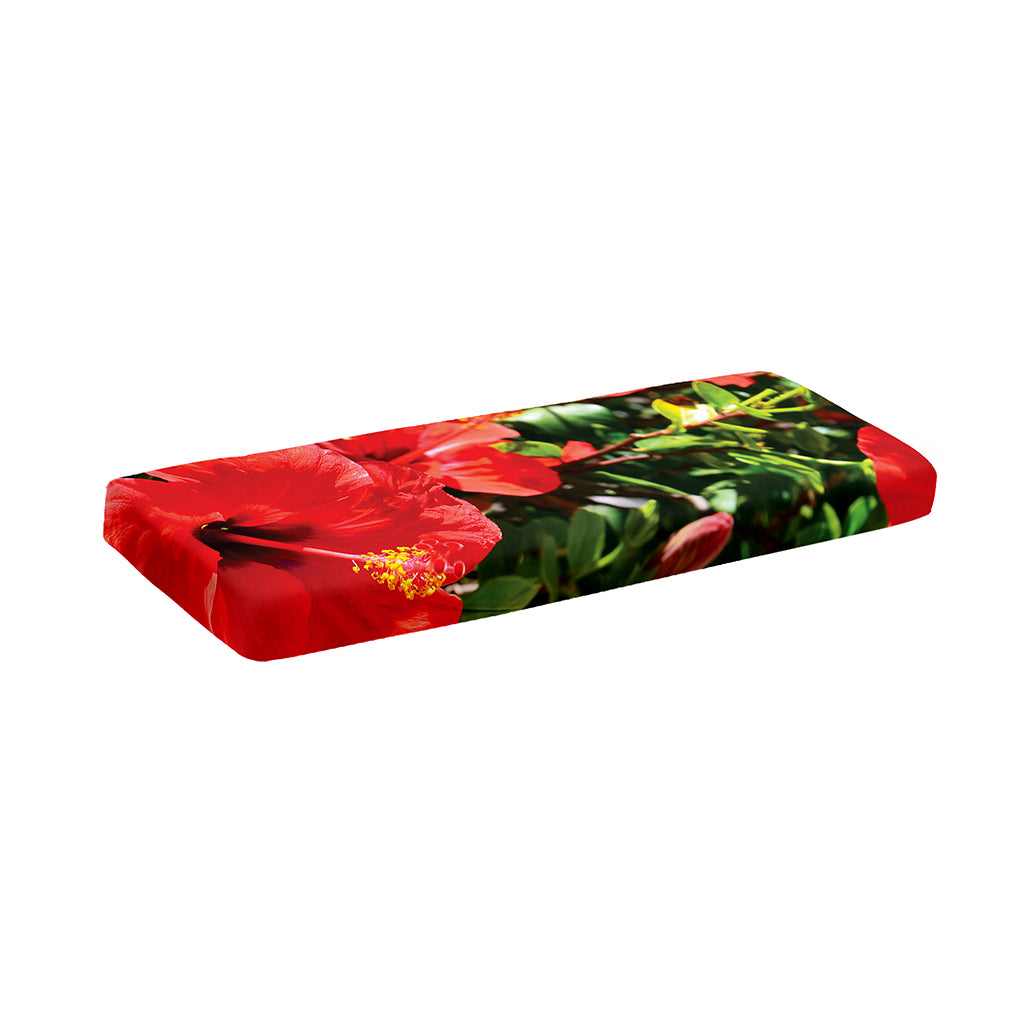 Red Hibiscus Flowers Print Piano Keyboard Cover