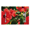 Red Hibiscus Flowers Print Placemat