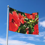 Red Hibiscus Flowers Print Polyester Flag